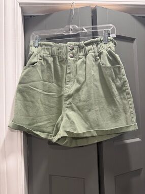 Love Tree High-Waist Sage Green Paperbag Shorts